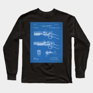 Browning Breach Rifle Patent - Gun Lover Gunsmith Art - Blueprint Long Sleeve T-Shirt